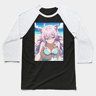 Anime Girl Beach Day Baseball T-Shirt